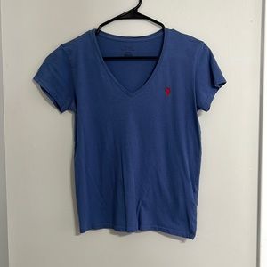 Woman’s blue (with red horse) v-neck Polo brand short sleeve t-shirt
